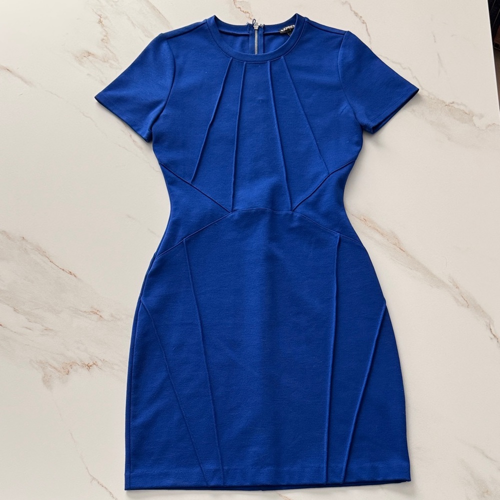 Express Royal Blue Fitted Mini Dress